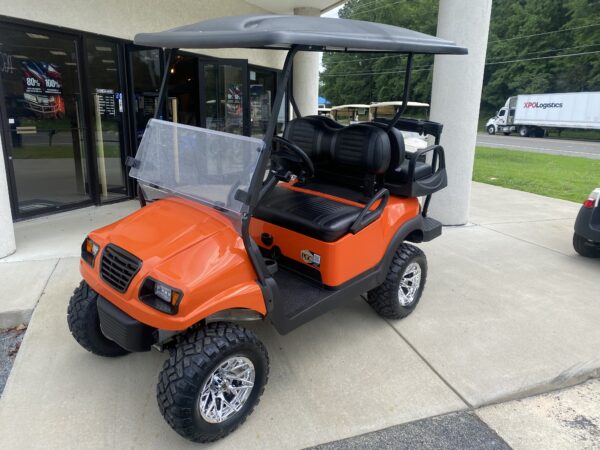 2020 Club Car 4-pass Lifted Electric Golf Car- Orange Phantom - Image 3