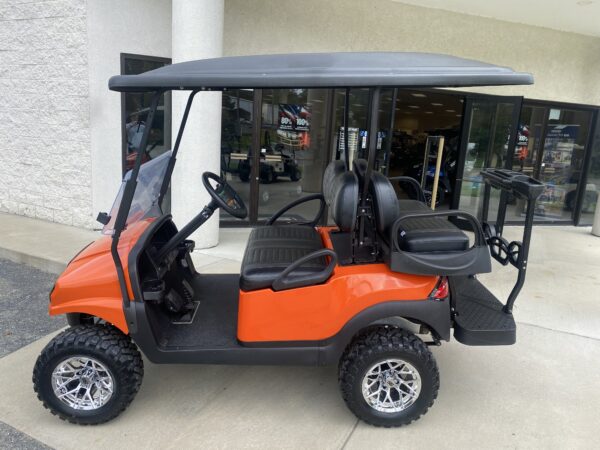 2020 Club Car 4-pass Lifted Electric Golf Car- Orange Phantom - Image 2